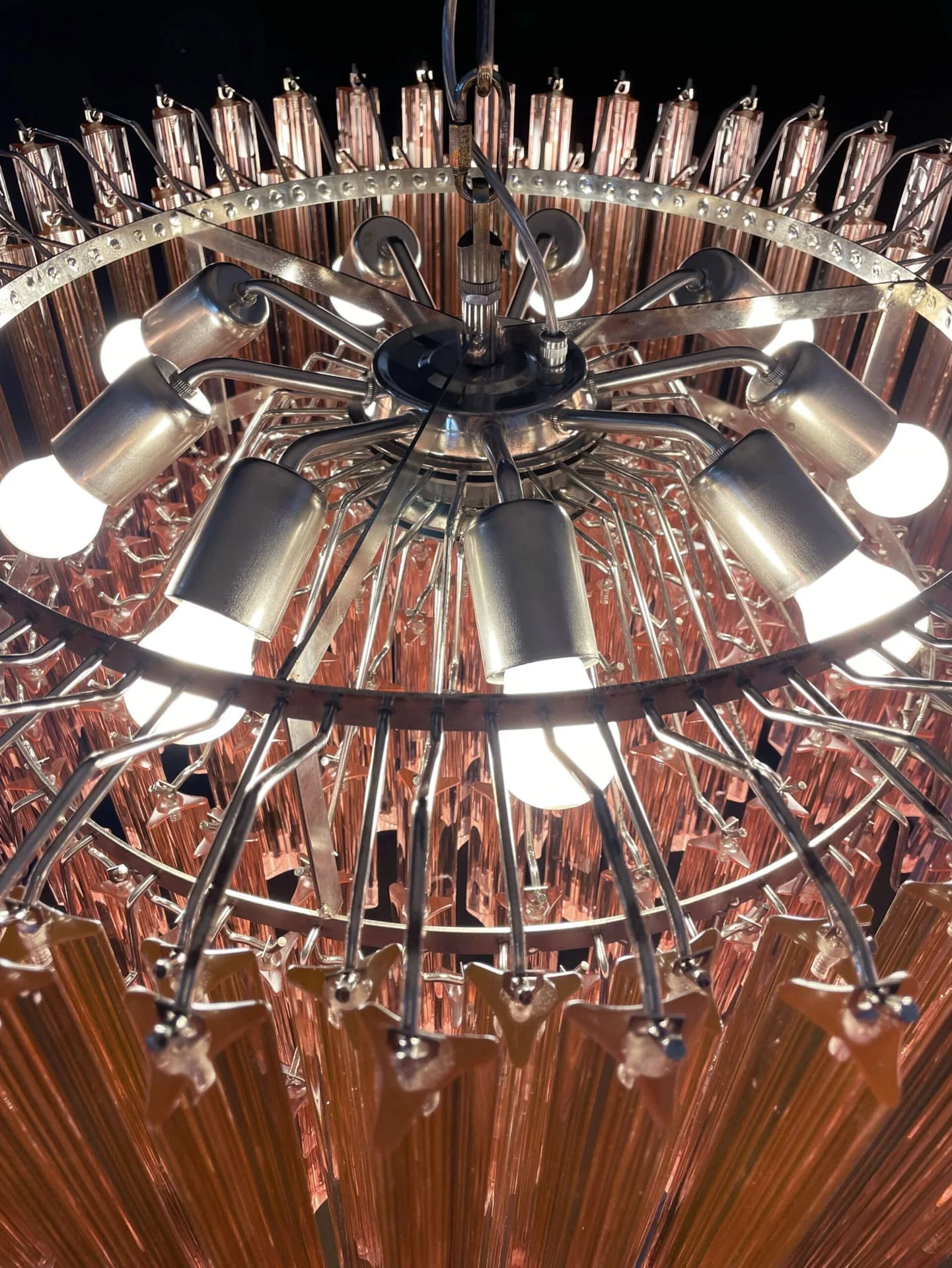 Murano Chandelier – Triedri Round – 265 prisms – Pink - Image 6