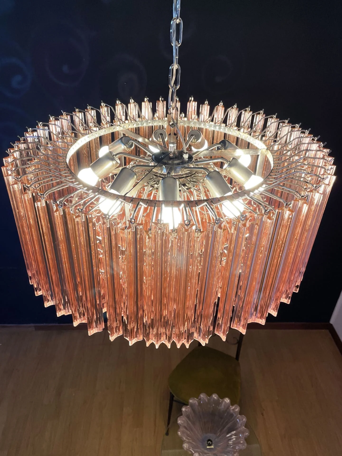 Murano Chandelier – Triedri Round – 265 prisms – Pink - Image 8
