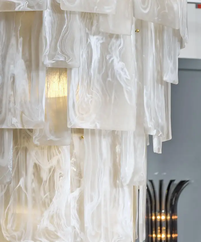 Murano Glass Alabaster Chandelier - Image 4