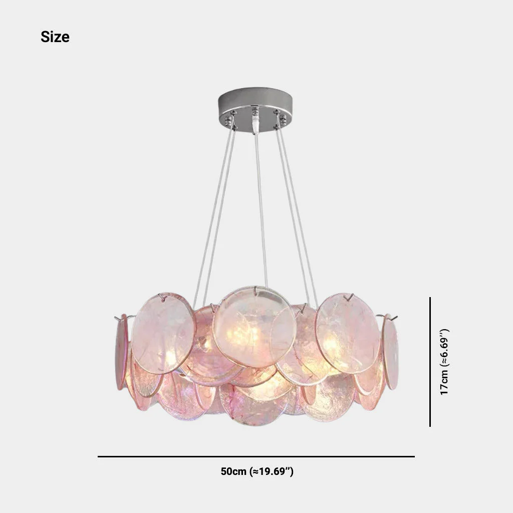 Murano Glass Disc Chandelier, Pink / Green - Image 14