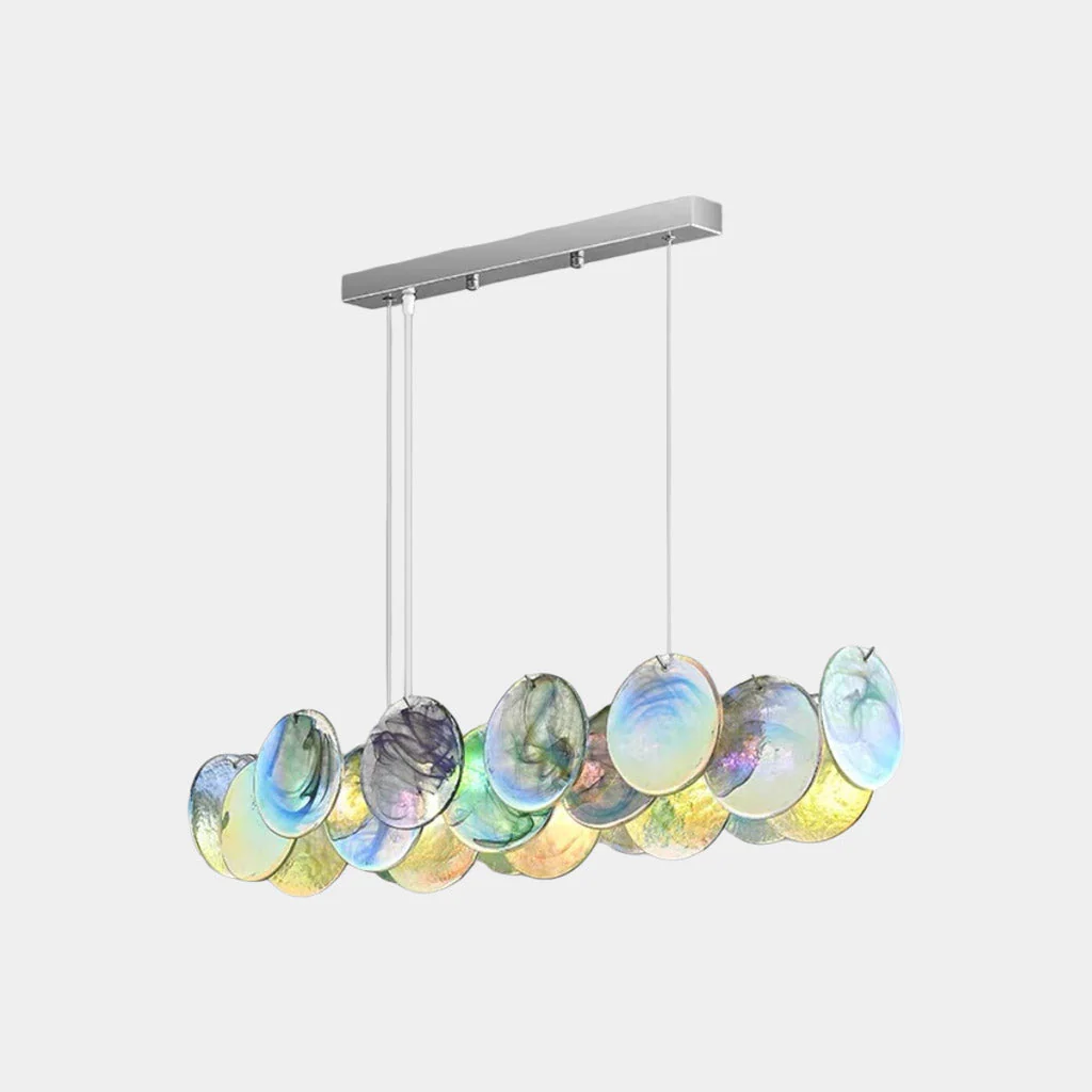 Murano Glass Disc Chandelier, Pink / Green - Image 4