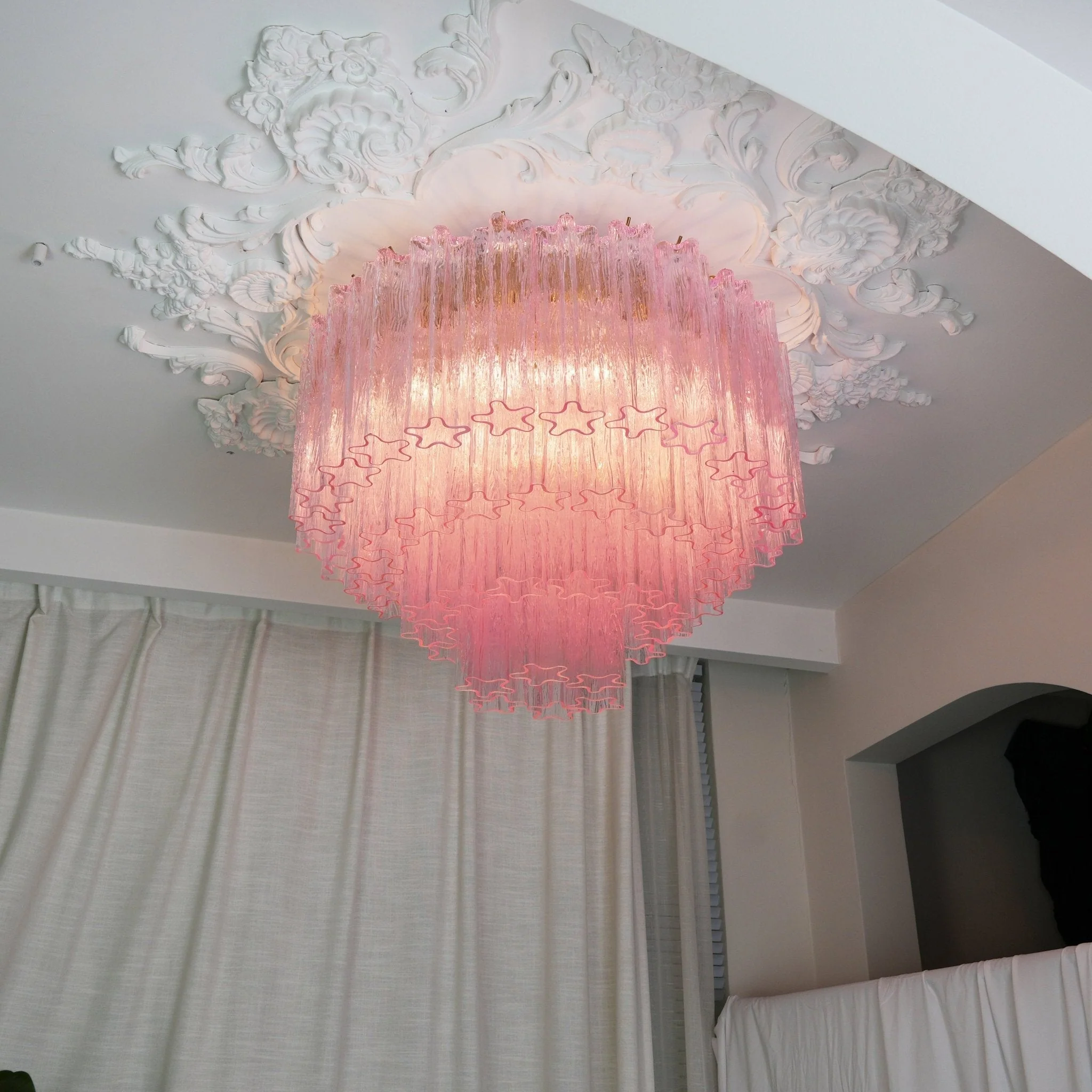 Murano Pink Glass Ceiling Light - Image 4
