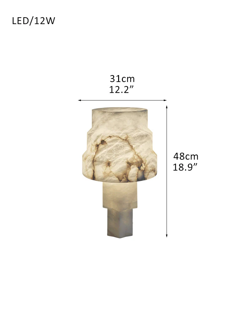 Nature Inspired Cylinder White Alabaster Short Table Lamp 8in for bedroom - Image 14