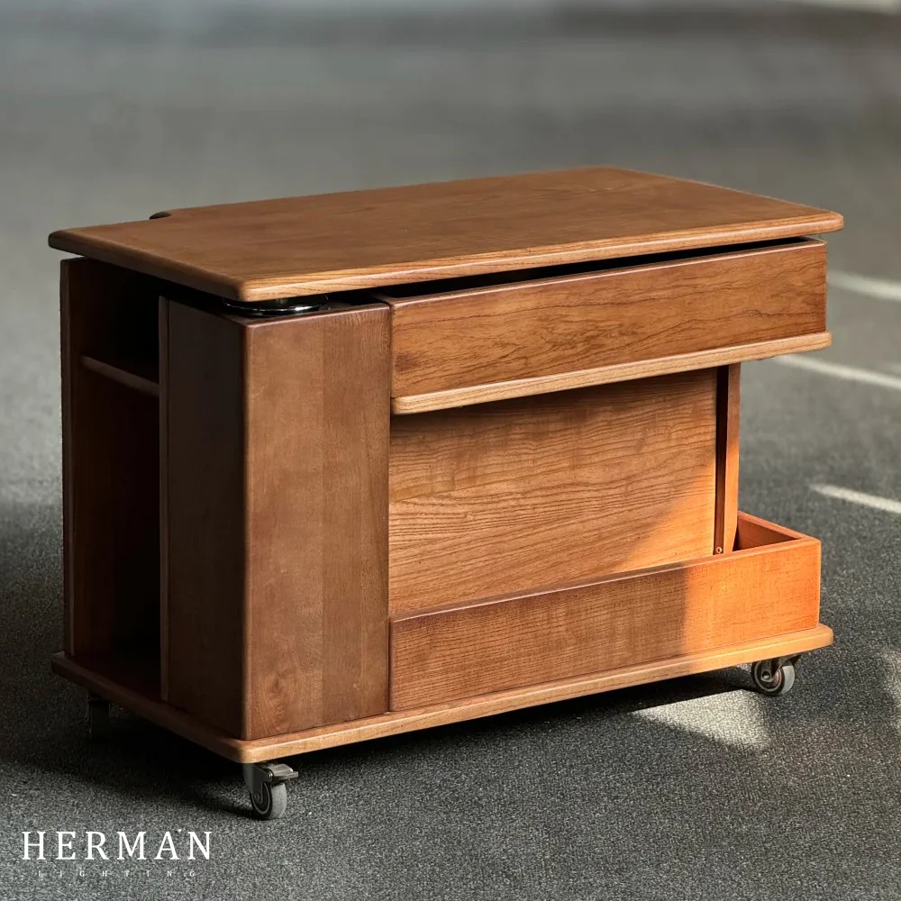 Nedure Solid Wood Side Table Trolley - Image 4