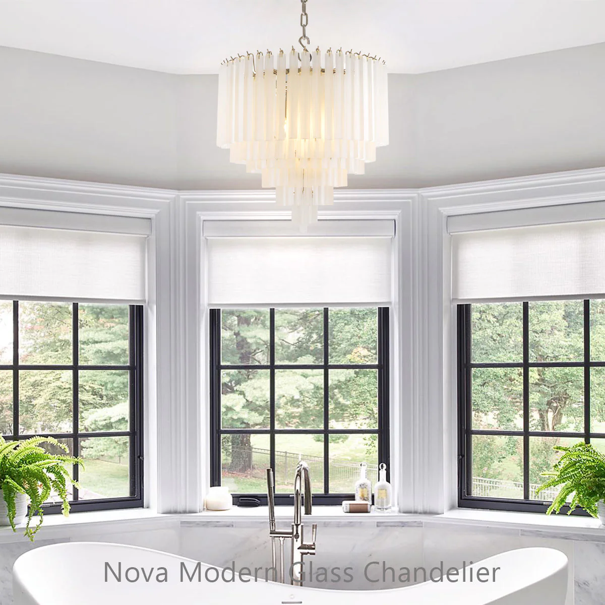 Nova Modern Glass Chandelier 24" - Image 4