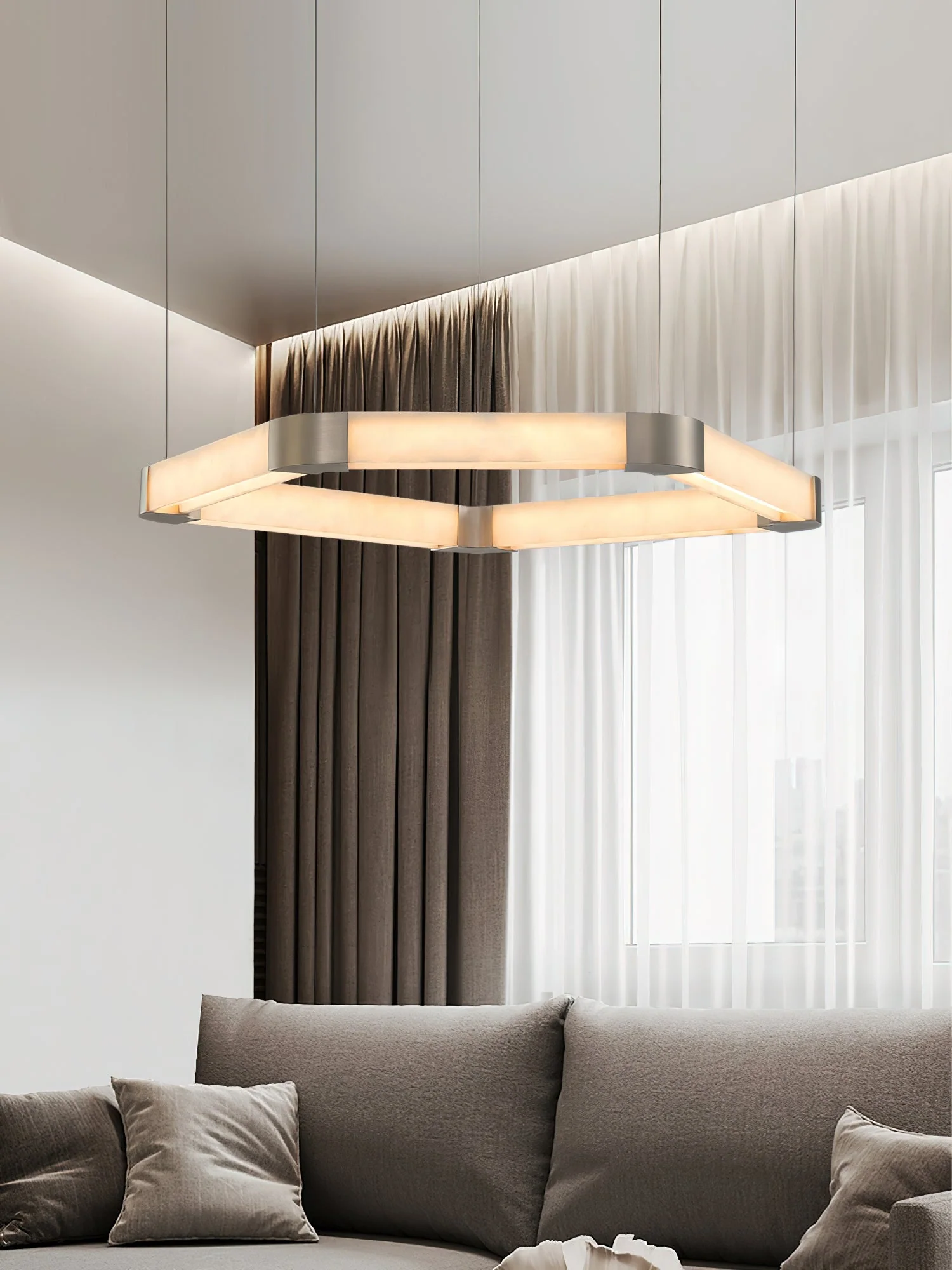 Ola Single Ring Alabaster Chandelier - Image 5