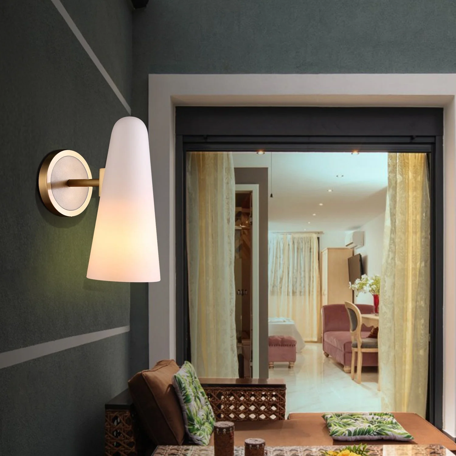 Ola White Ceram Shade Wall Sconce - Image 2