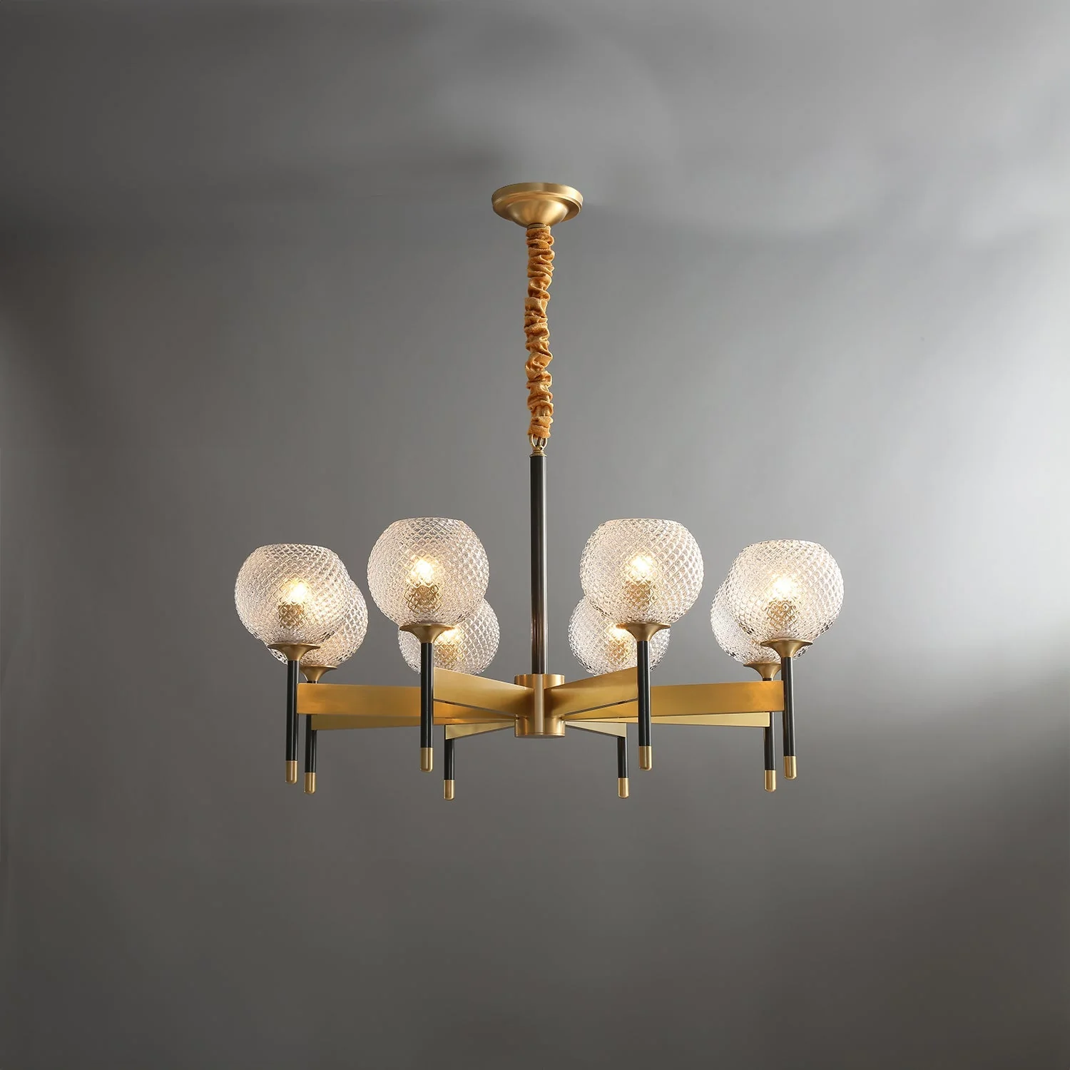 Orrefors Ball Brass Chandelier - Image 7