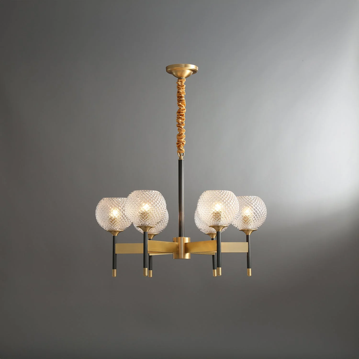 Orrefors Ball Brass Chandelier - Image 8