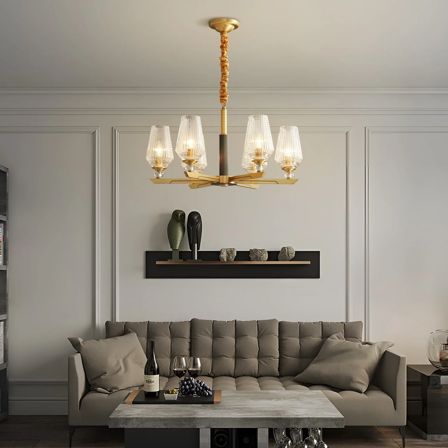 Orrefors Vase Brass Chandelier - Image 3
