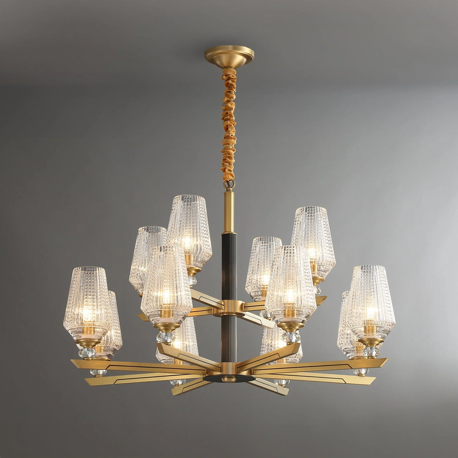 Orrefors Vase Brass Chandelier - Image 5