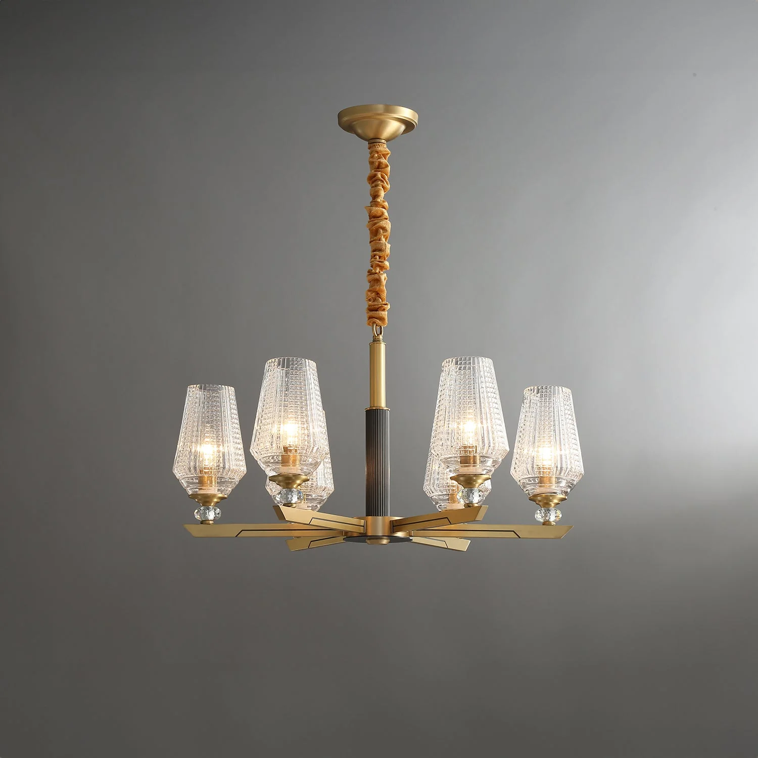 Orrefors Vase Brass Chandelier - Image 7
