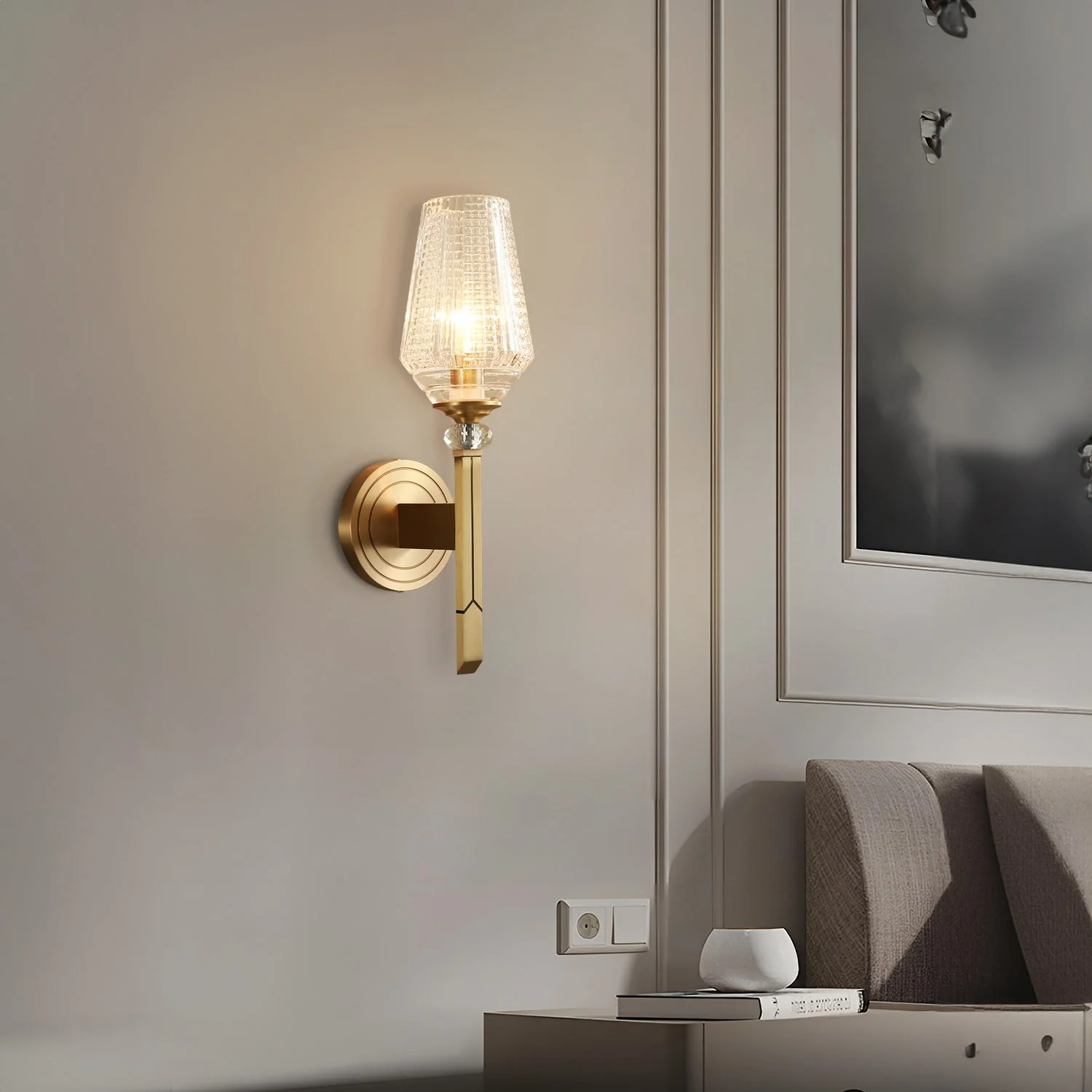 Orrefors Vase Brass Sconce - Image 3