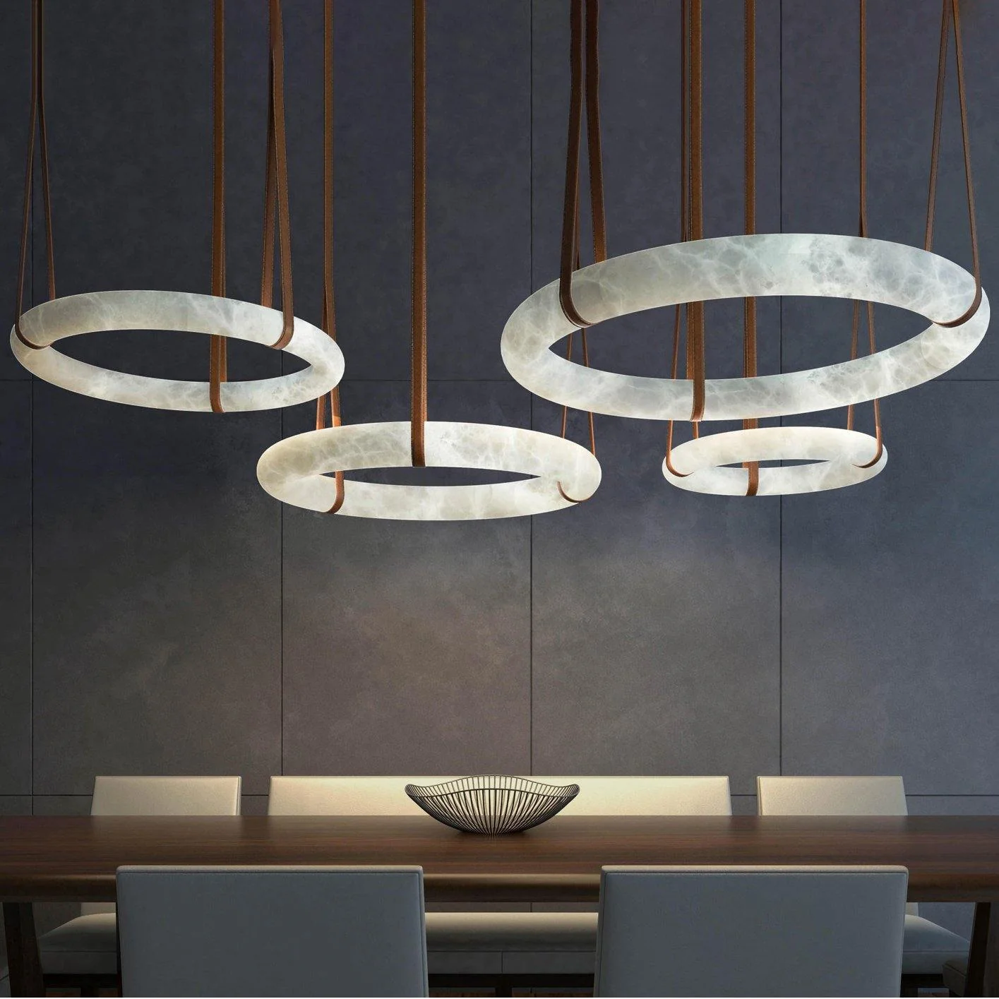 Alabaster Pendant Alabaster Chandelier, Halo Ring Chandelier - Image 8
