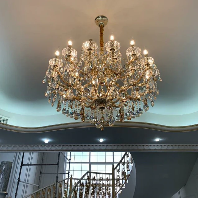 Oversized Luxury Candle Branch Raindrop Crystal Pendant Chandelier for Living/Dining Room/Foyer/Stairs - Image 11