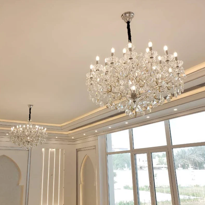 Oversized Luxury Candle Branch Raindrop Crystal Pendant Chandelier for Living/Dining Room/Foyer/Stairs - Image 12