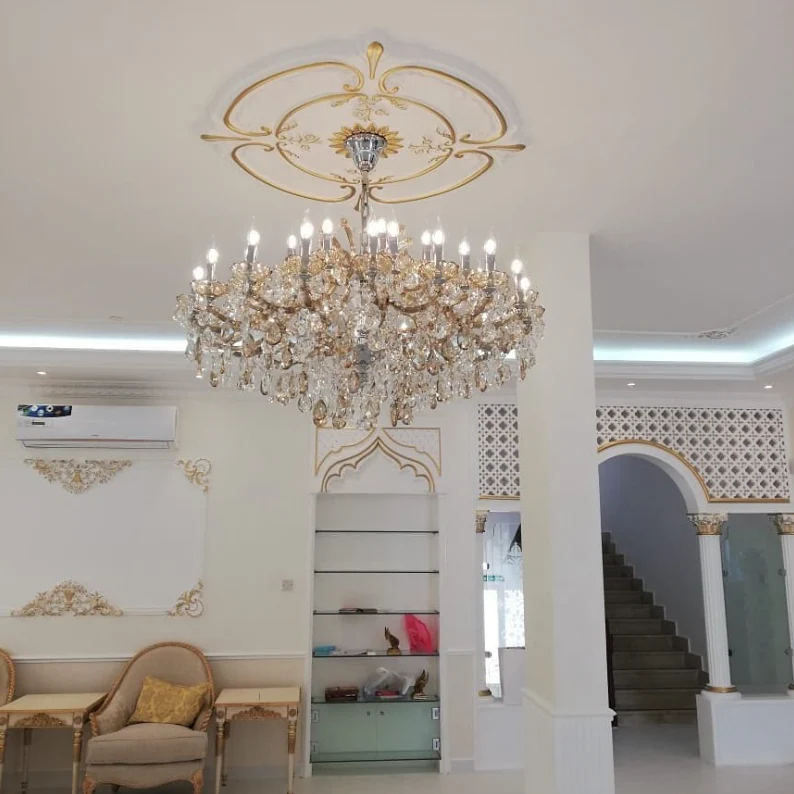 Oversized Luxury Candle Branch Raindrop Crystal Pendant Chandelier for Living/Dining Room/Foyer/Stairs - Image 4