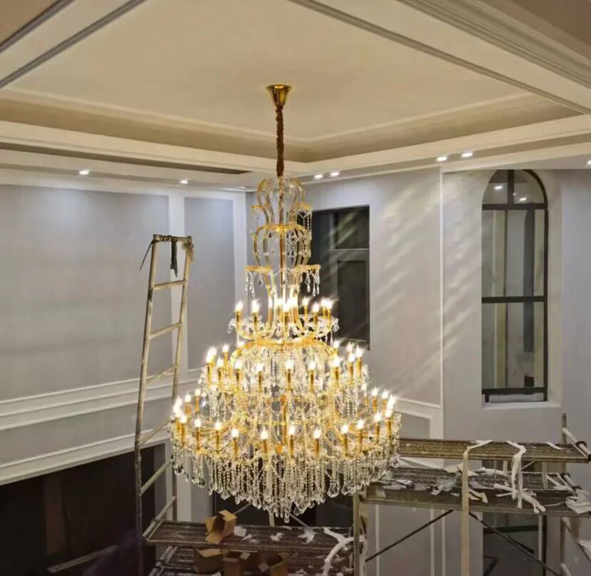 Oversized Luxury Traditional Gold/Chrome Candle Branch Crystal Chandelier - Image 12