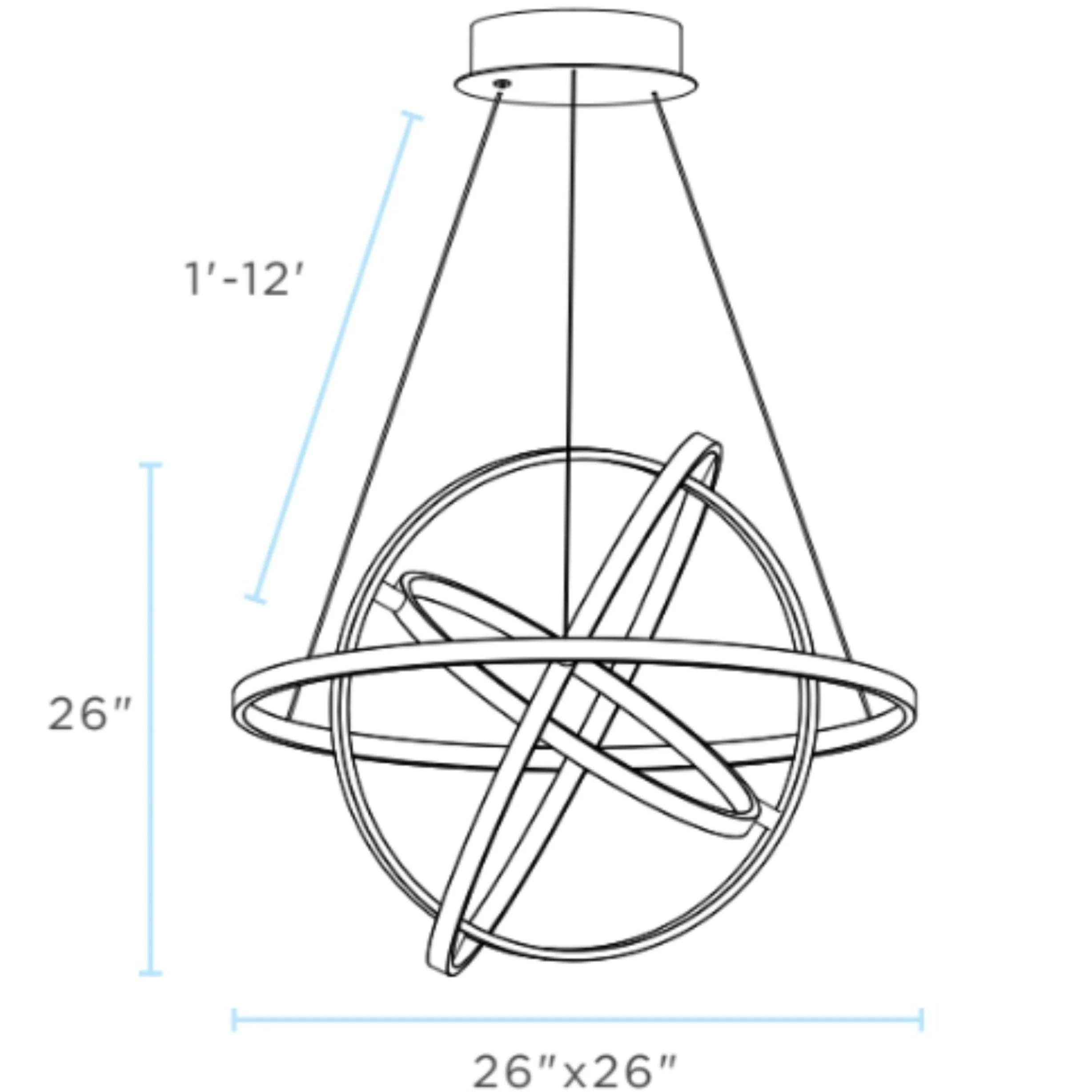 Oxford LED Adjustable Chandelier // Black - Image 4