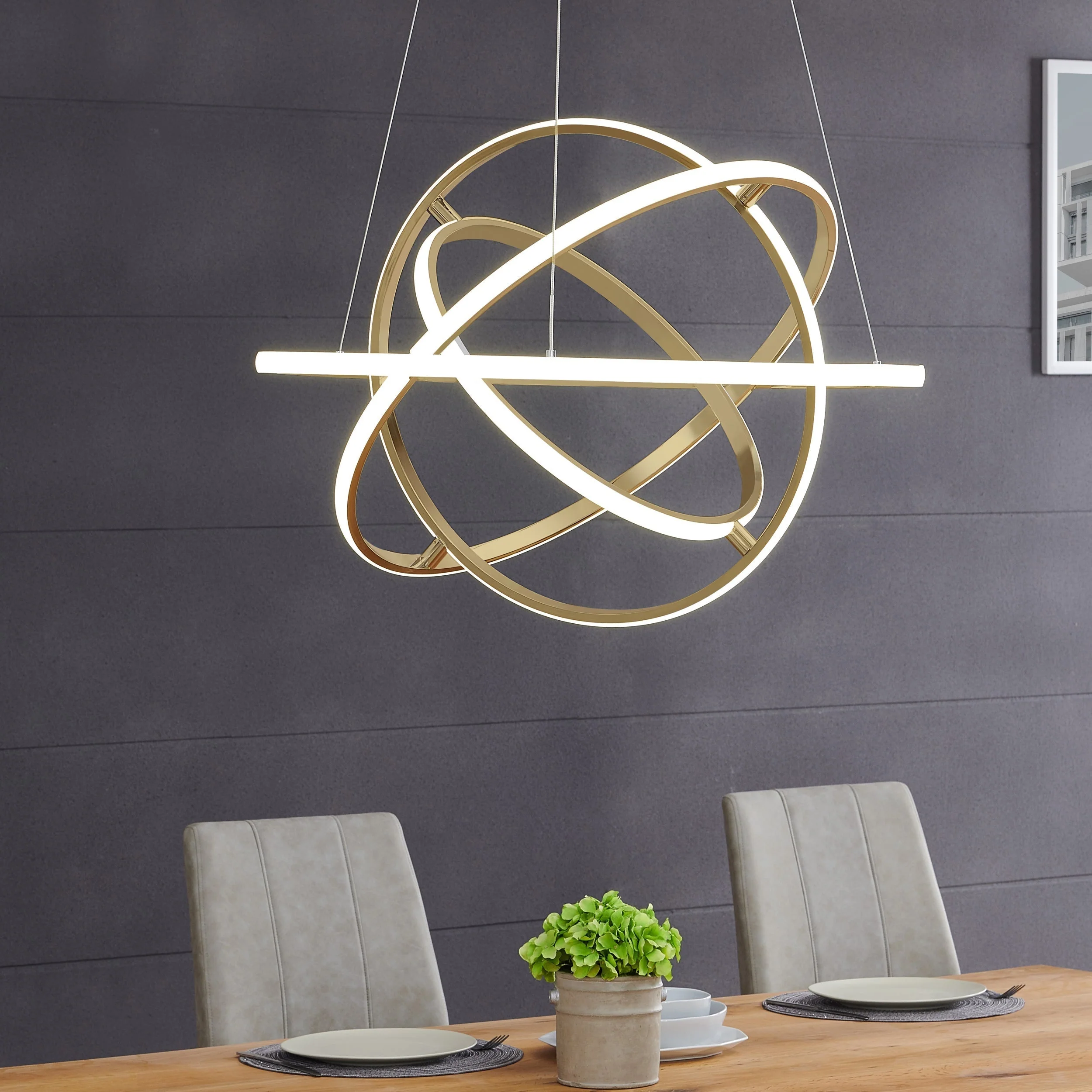 Oxford LED Adjustable Chandelier // Sandy Gold - Image 2