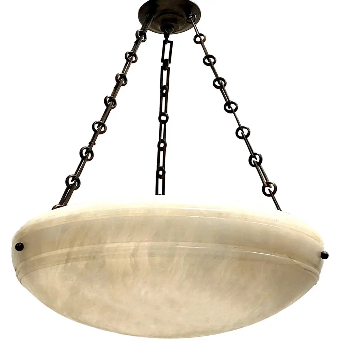 Pair of French Carved Alabaster Fixtures. Sold Individually. - Image 2