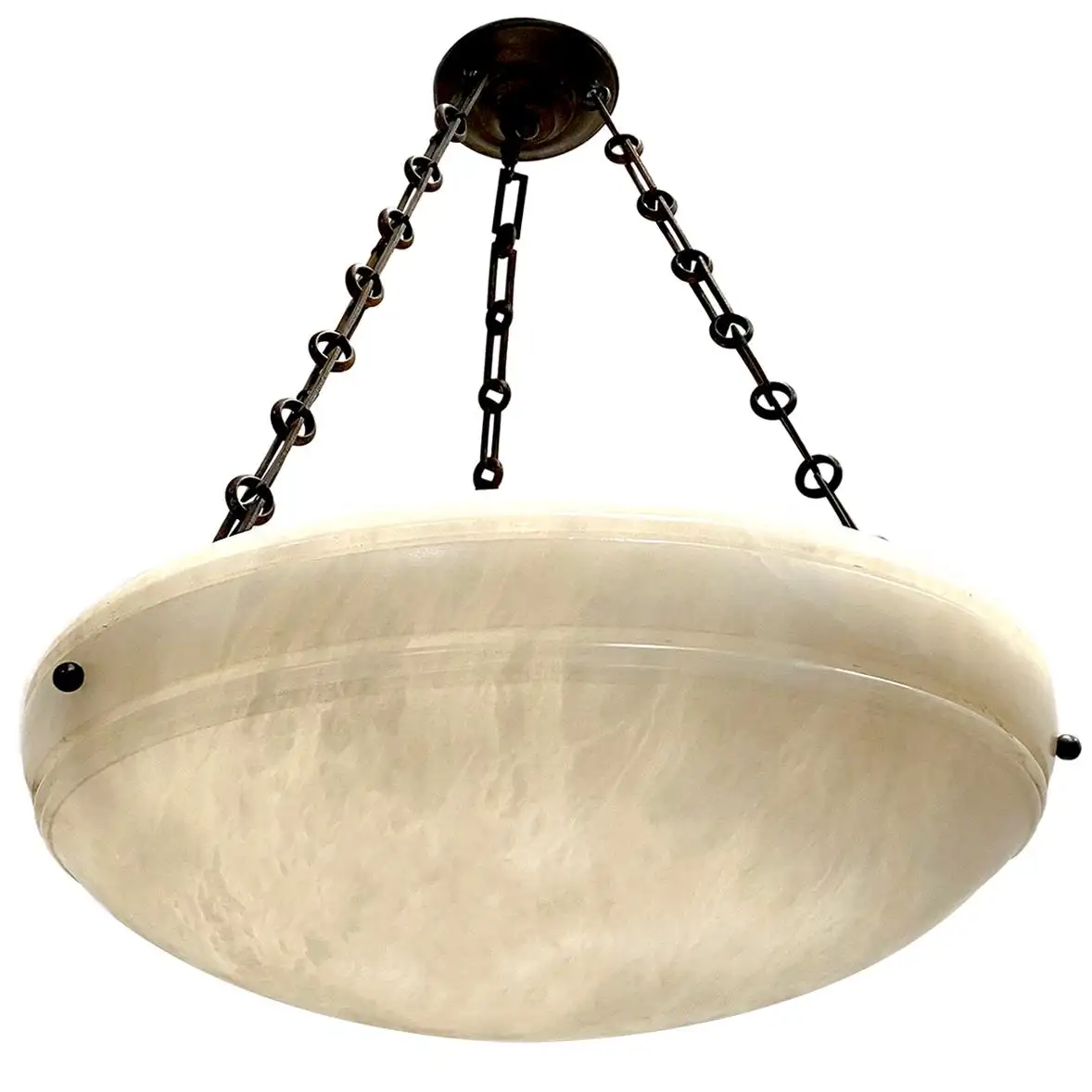 Pair of French Carved Alabaster Fixtures. Sold Individually. - Image 3