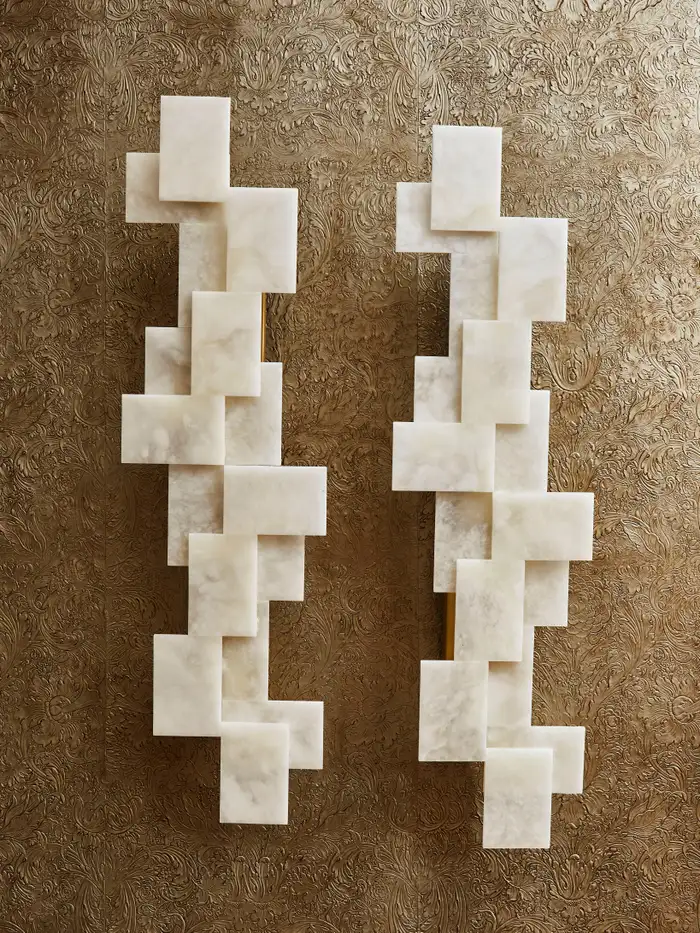 Pair Of Long Wall Sconces in Alabaster - Image 2