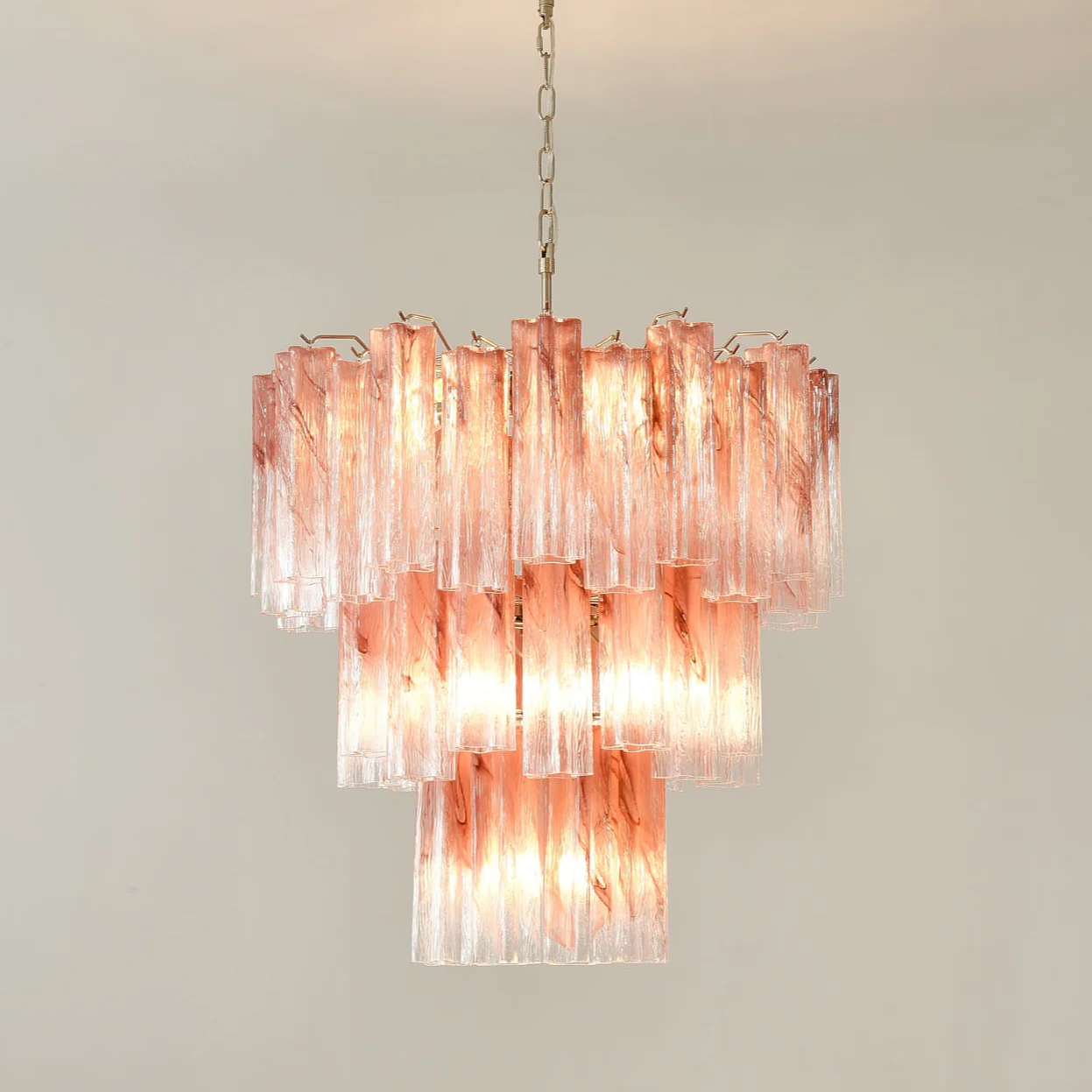 Pink Glass Tubes Chandelier - Image 3