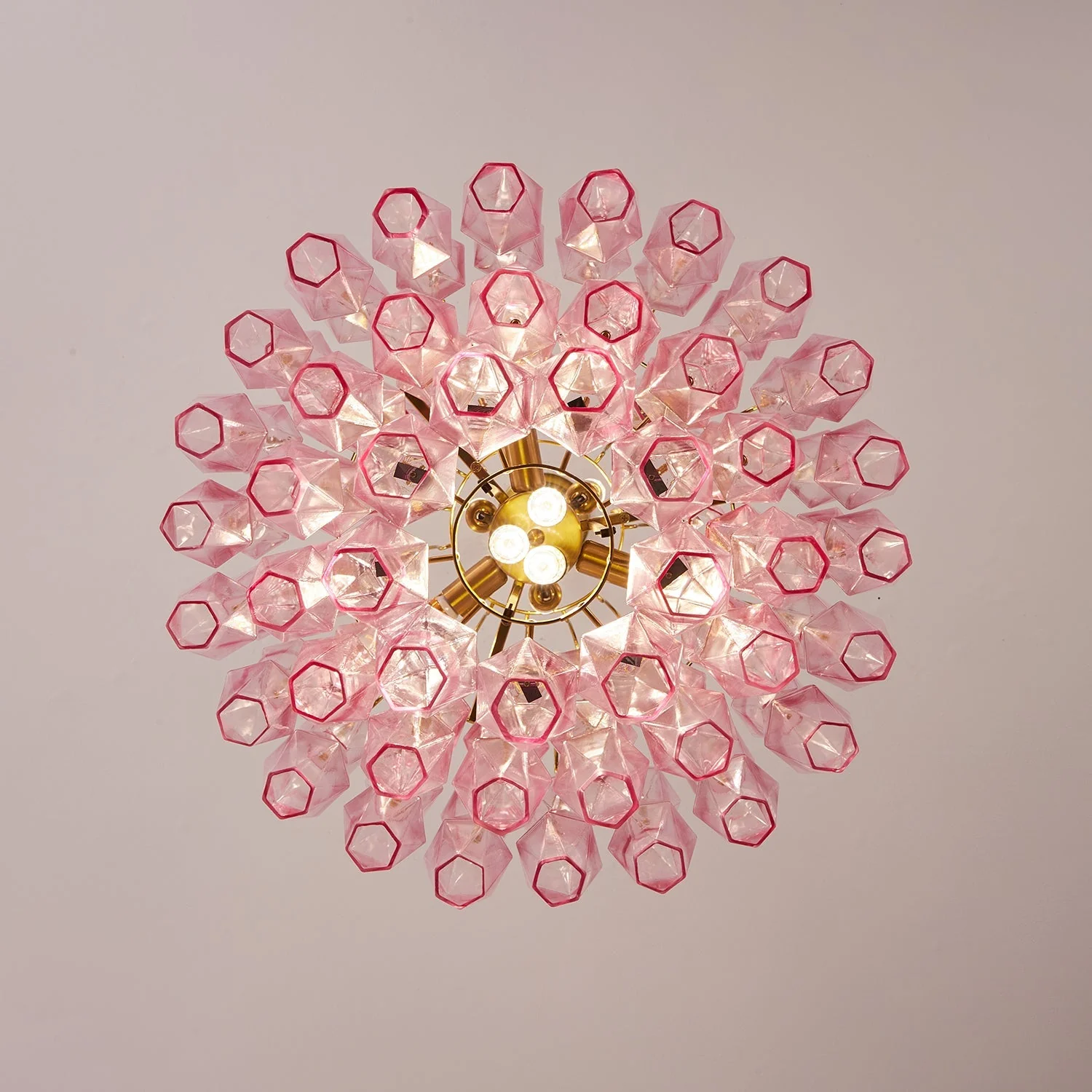 Pink Murano Glass Prism Chandelier - Image 10