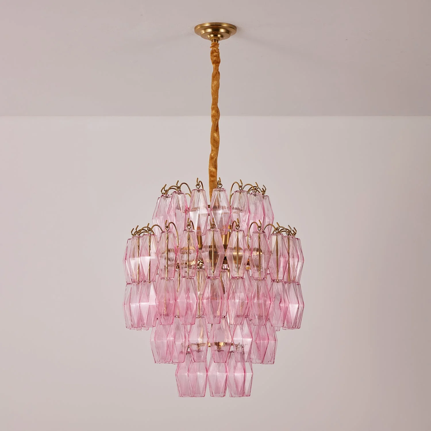 Pink Murano Glass Prism Chandelier - Image 3