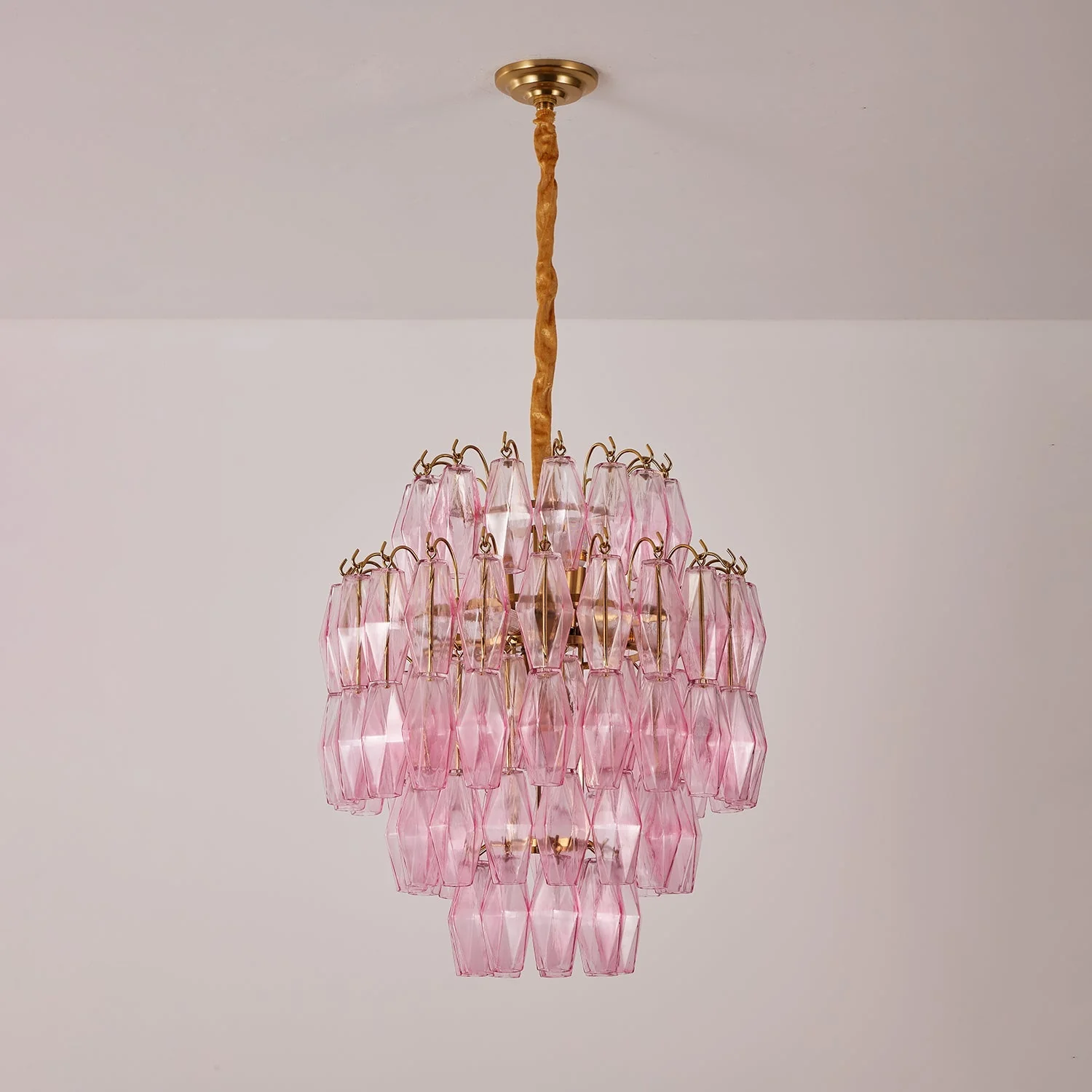 Pink Murano Glass Prism Chandelier - Image 5