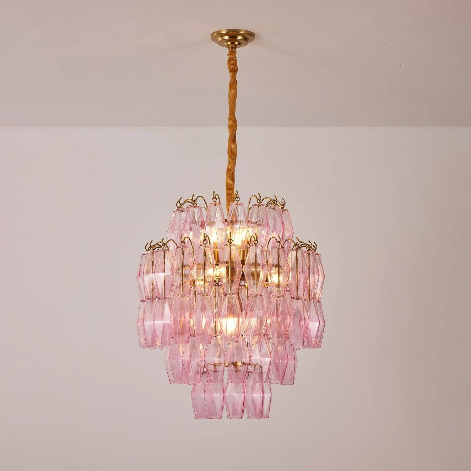 Pink Murano Glass Prism Chandelier - Image 6
