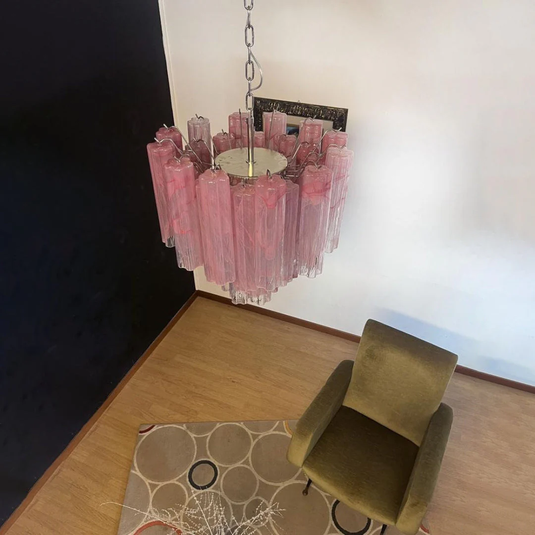 Pink Murano Glass Tronchi Chandelier - Image 11