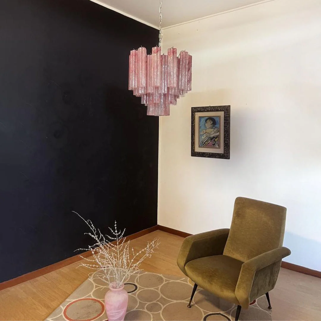 Pink Murano Glass Tronchi Chandelier - Image 2