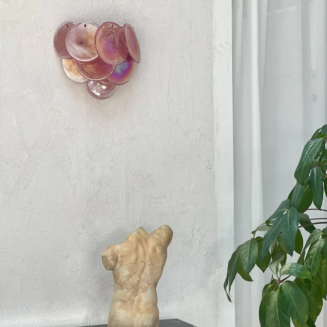 Pink Vintage Murano Glass Wall Lamp - Image 5