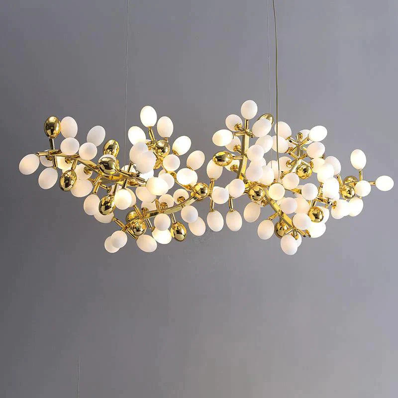 Post Modern Linear Grape Branch Chandelier Over Dining Table - Image 4
