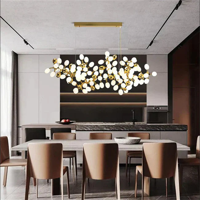 Post Modern Linear Grape Branch Chandelier Over Dining Table - Image 5