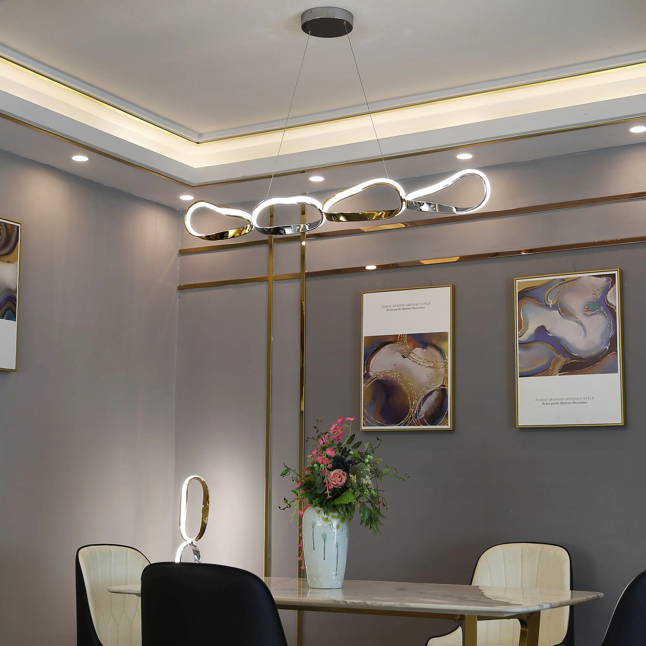 Prague Horizontal Chandelier // Gold & Chrome - Image 2
