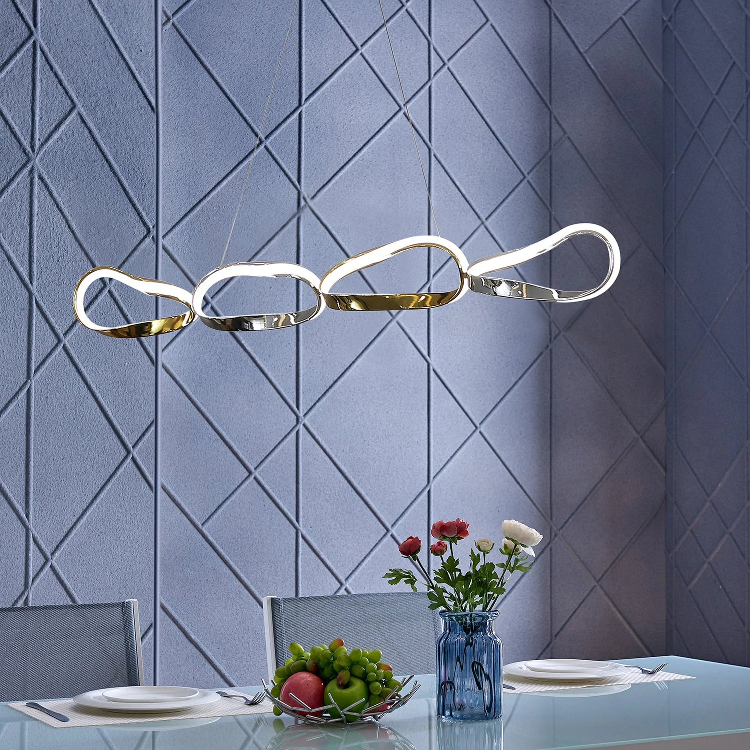 Prague Horizontal Chandelier // Gold & Chrome - Image 3