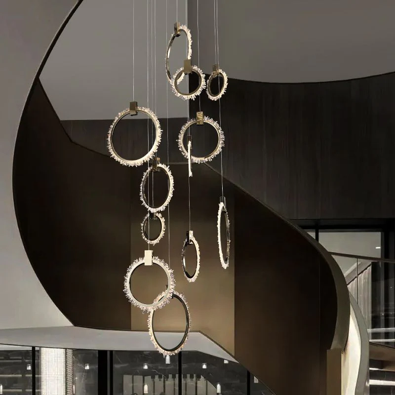 Primary Crystal 12 Rings Staircase Chandelier - Image 2