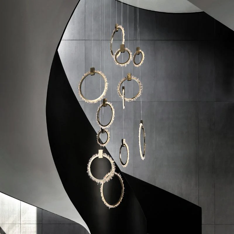 Primary Crystal 12 Rings Staircase Chandelier - Image 4