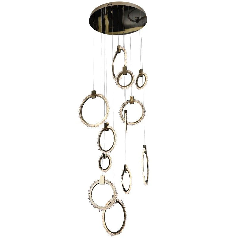 Primary Crystal 12 Rings Staircase Chandelier - Image 5