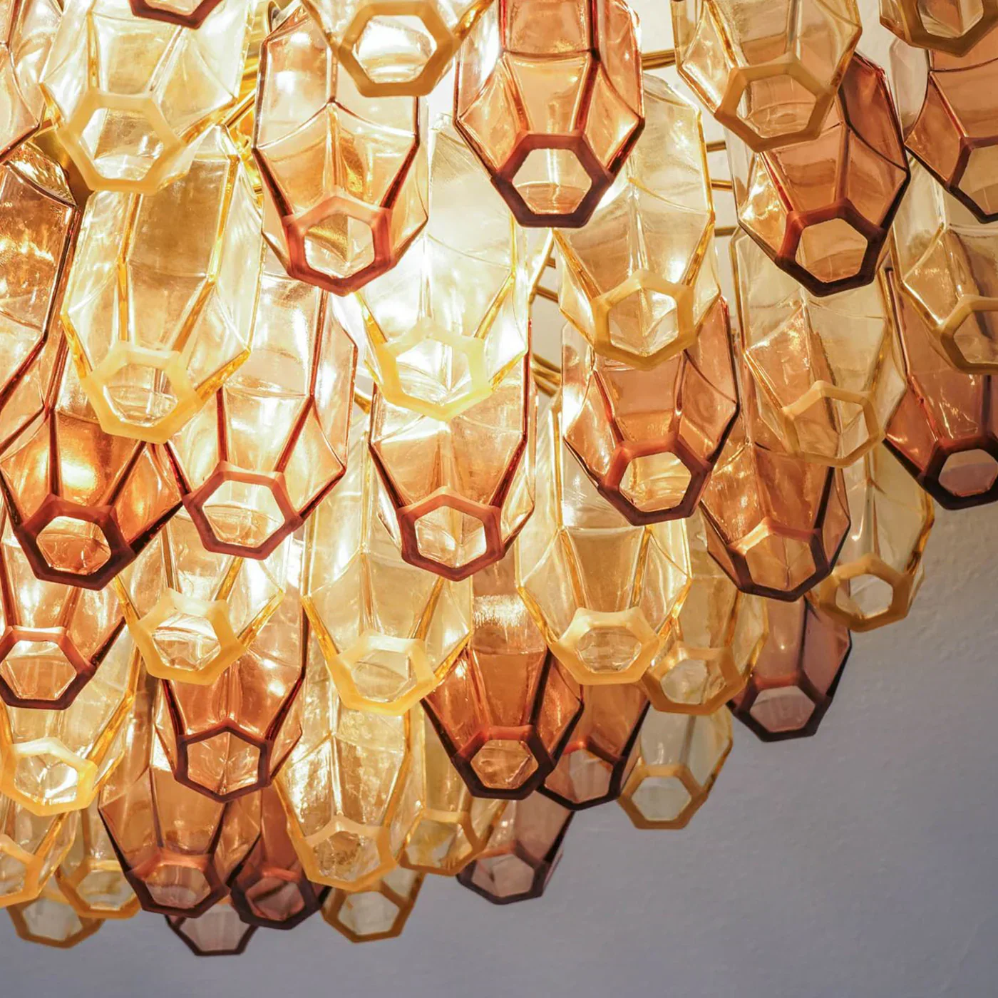 Prismatico 91 Elements Amber And Amethyst Compact Glass Chandelier 25" - Image 3