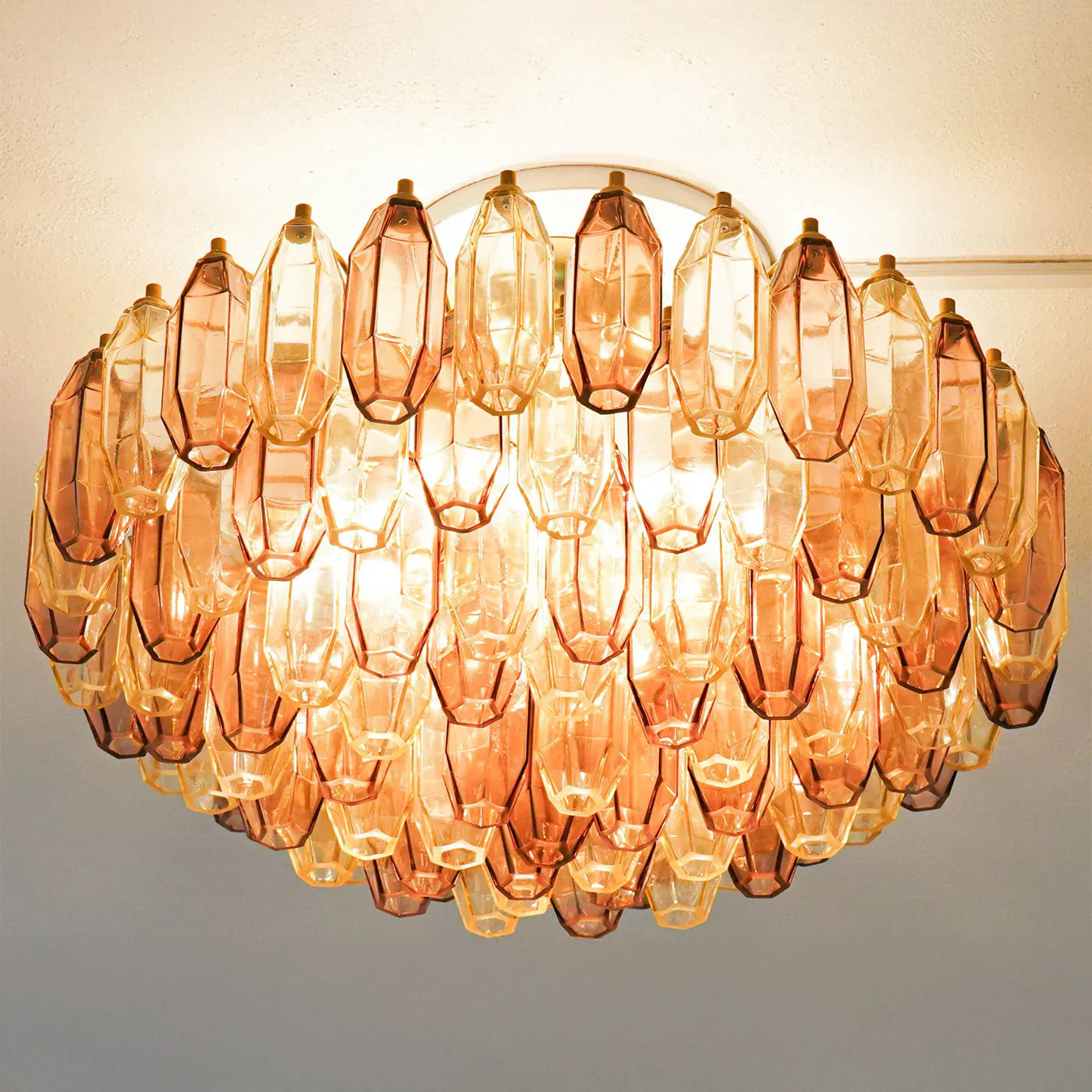 Prismatico 91 Elements Amber And Amethyst Compact Glass Chandelier 25" - Image 5