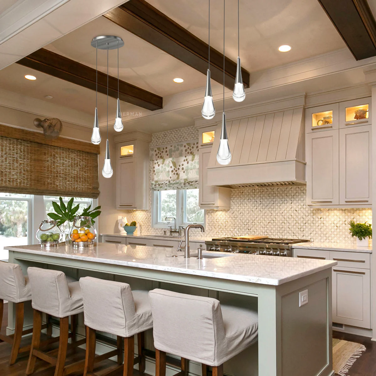 Rain 3-Light Pendant For Bathroom Bedroom Kitchen Island - Image 3