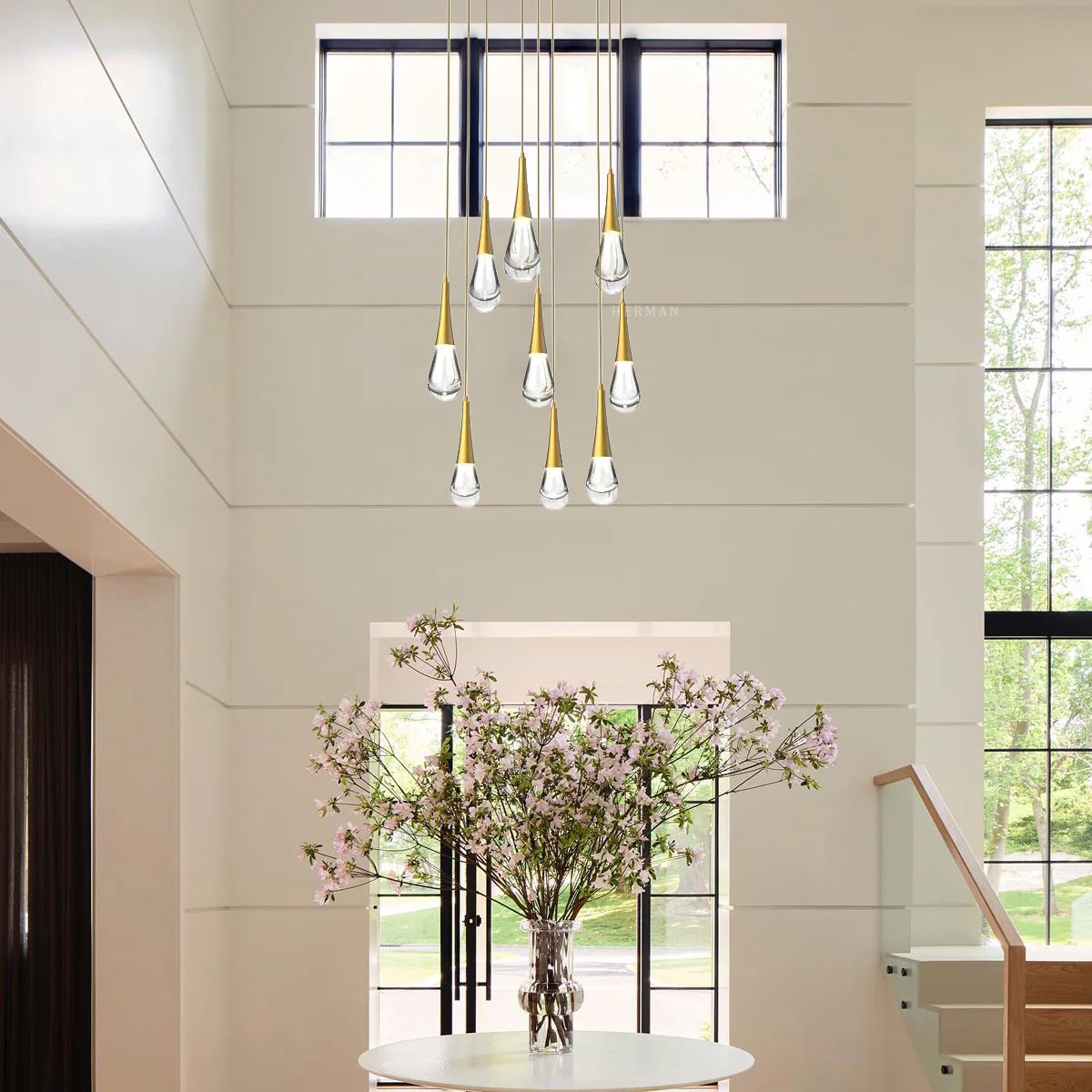Rain 9-Light Square Chandelier Pendant For Living room Family room Dining Room Bedroom - Image 3