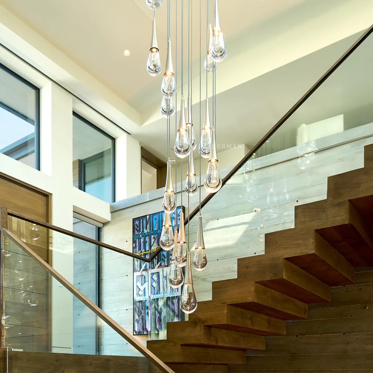 Rain 9-Light Square Chandelier Pendant For Living room Family room Dining Room Bedroom - Image 5