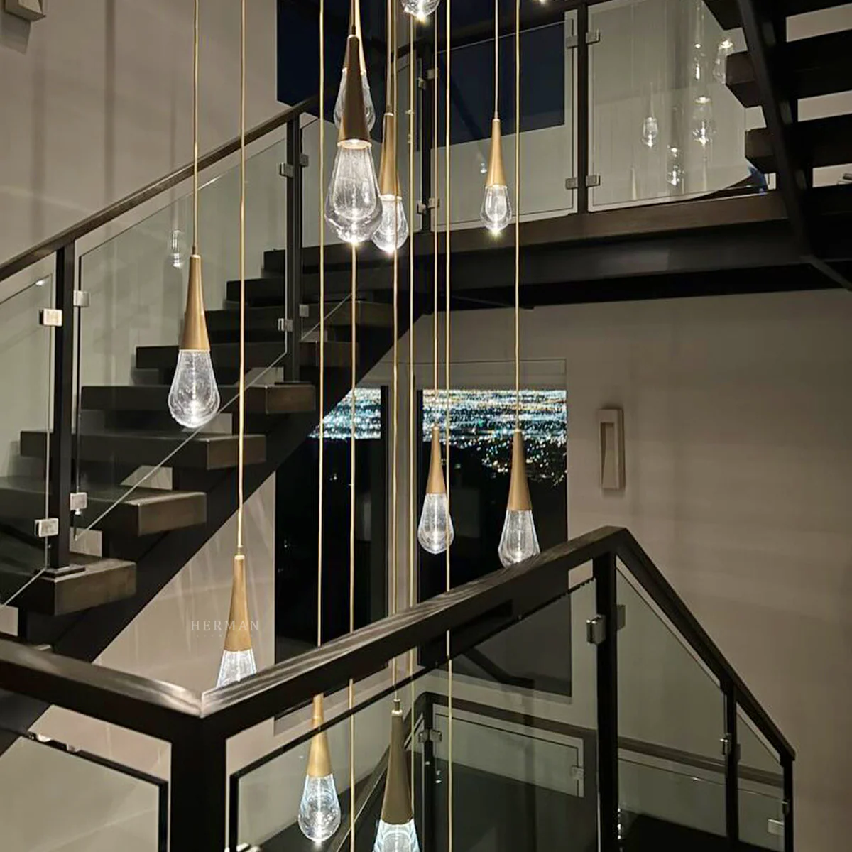 Rain 9-Light Square Chandelier Pendant For Living room Family room Dining Room Bedroom - Image 9