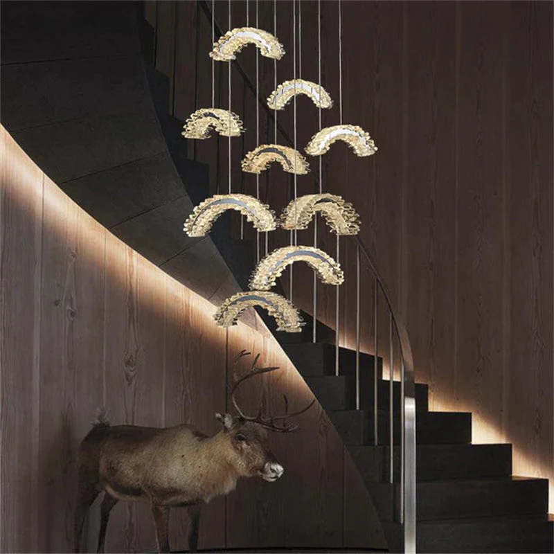 Rainbow Modern Rock Crystal Staircase Chandelier - Image 2