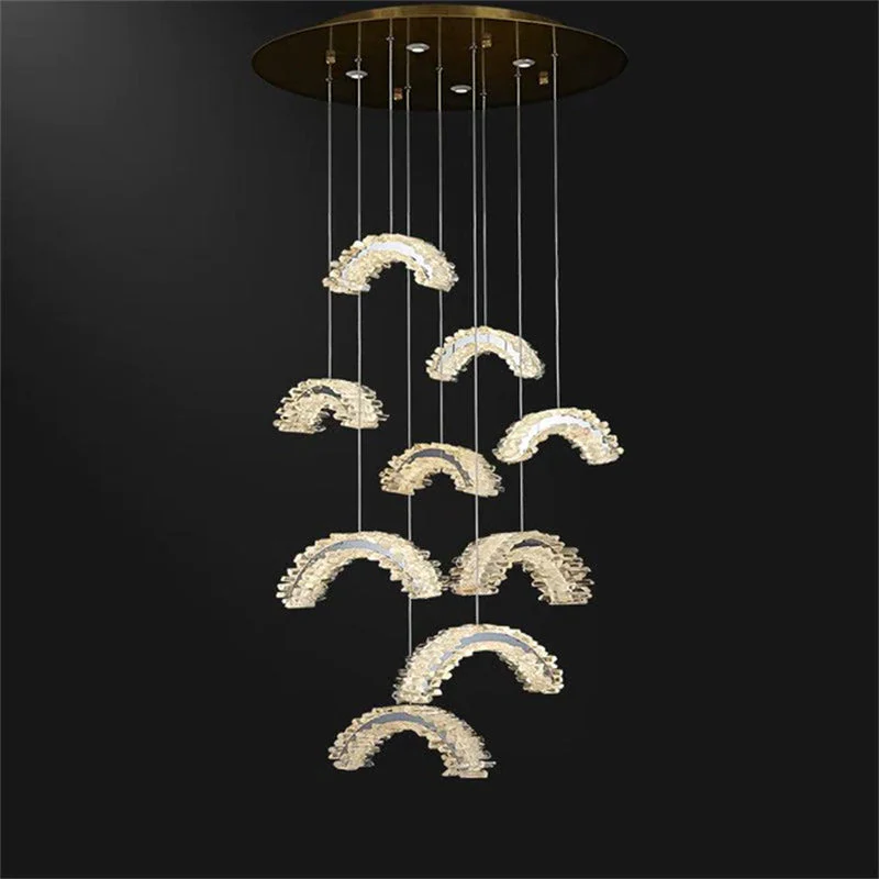 Rainbow Modern Rock Crystal Staircase Chandelier - Image 4